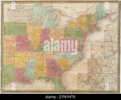 Mappa di Mitchell degli Stati Uniti : mostra la principale strada a pedaggio e le strade comuni, sulle quali sono date le distanze in miglia da un luogo all'altro, anche i corsi dei canali e delle strade ferroviarie in tutto il paese, accuratamente compilati dalle migliori autorità. 1839 di Mitchell, S. Augustus (Samuel Augustus), 1792-1868 Foto Stock