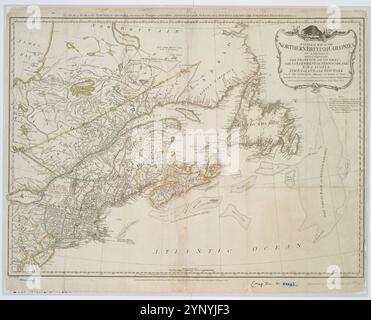 Una mappa generale delle colonie britanniche settentrionali in America: Che comprende la provincia del Québec, il governo di Terranova, nuova Scozia, nuova Inghilterra e New York 1776-08-14 di Pownall, Thomas, 1722-1805 Foto Stock