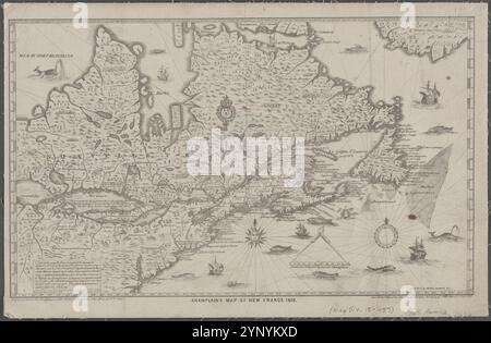 Mappa di Champlain della nuova Francia 1632 1850 di Champlain, Samuel de, 1567-1635 Foto Stock