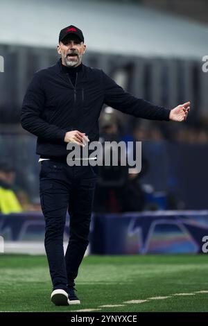 Milano, Italia. 26 novembre 2024. Marco Rose, capo allenatore dell'RB Leipzig, gesti durante la partita di calcio della fase UEFA Champions League 2024/25 tra FC Internazionale e RB Leipzig. Crediti: Nicolò campo/Alamy Live News Foto Stock
