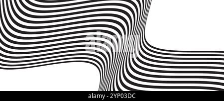 Le linee ondulate dinamiche in bianco e nero creano un motivo visivo astratto. Illustrazione vettoriale Illustrazione Vettoriale
