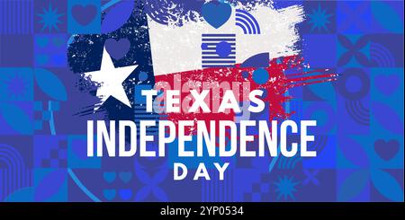 giorno dell'indipendenza del texas - , striscione, biglietto Illustrazione Vettoriale