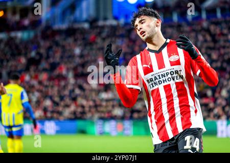 Eindhoven, Paesi Bassi. 27 novembre 2024. EINDHOVEN, 27-11-2024, Philips Stadium, UEFA Champions League stagione 2024/25, partita tra PSV e Sjachtar Donetsk, PSV giocatore Ricardo Pepi credito: Pro Shots/Alamy Live News Foto Stock