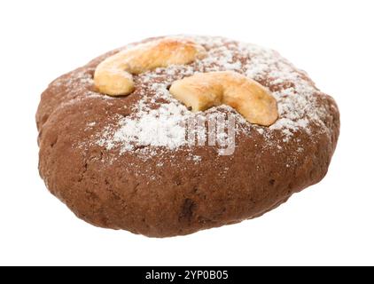 Un delizioso biscotto al cioccolato isolato su bianco Foto Stock