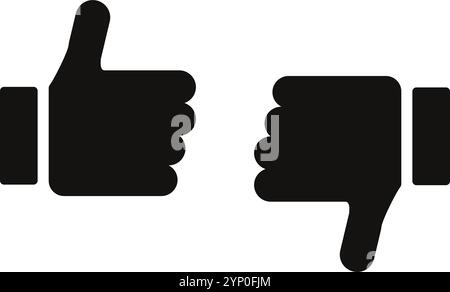 Icona vettoriale piatta con il pollice verso l'alto e verso il basso Illustrazione Vettoriale
