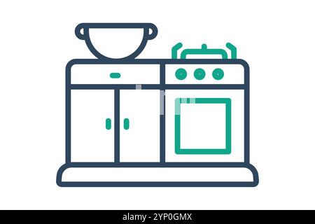 Icona della cucina. stile icona linea. icona relativa alla cottura. illustrazione vettoriale elementi pasto Illustrazione Vettoriale