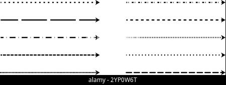 Set di frecce sottili dritte nere. Collezione frecce lunghe e sottili. Disegnare puntatori e linee di direzione. Delineare il pacchetto di elementi di design a strisce per opuscoli, poster, brochure, opuscoli, banner. Vettore Illustrazione Vettoriale