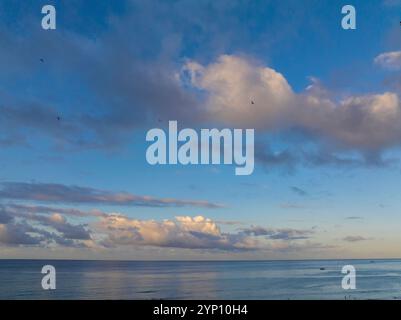 Alba, Ala Moana Beach Park, Waikiki, Honolulu, Oahu, Hawaii Foto Stock