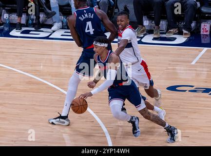 Washington, Stati Uniti. 27 novembre 2024. WASHINGTON, DC - NOVEMBRE 27: La guardia dei Los Angeles Clippers Jordan Miller (11) va in avanti durante una partita NBA tra i Washington Wizards e i Los Angeles Clippers, il 27 novembre 2024, alla Capital One Arena, a Washington, DC. (Foto di Tony Quinn/SipaUSA) Credit: SIPA USA/Alamy Live News Foto Stock