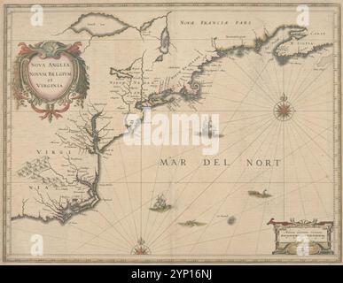 Nova Anglia, Novum Belgium, et Virginia 1636 di Jansson, Jan, 1588-1664 Foto Stock
