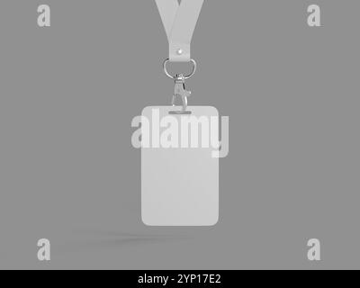 Vista anteriore bianco bianco bianco tessera ID badge 3D mockup Foto Stock