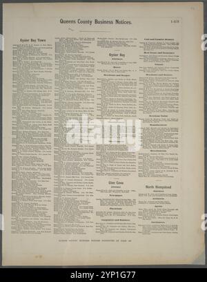 Queens County Business Notices. [Oyster Bay Town - Oyster Bay - Glen Cove - North Hempstead.] 1873 by Beers, F. W. (Frederick W.) Foto Stock