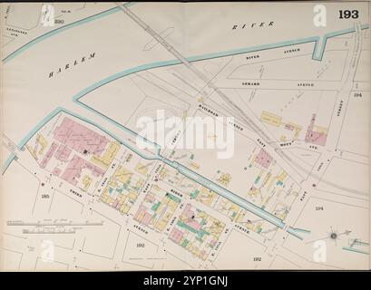 Bronx, V. 9, Double Page Plate No. 193 [Mappa delimitata da Harlem River, East 138th St., 3rd Ave.] 1891 Foto Stock