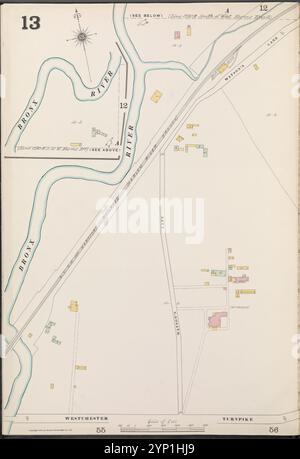 Bronx, V. A, Plate No. 13 [Mappa delimitata da Bronx River, Westchester Turnpike] 1898 Foto Stock