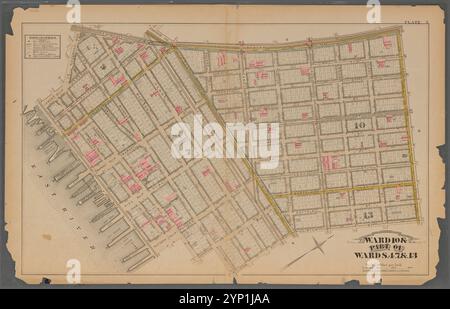 Piastra 5: [Delimitata da Bowery, Rivington Street, Clinton Street, Monroe Street, Jefferson Street, Cherry Street, Rutgers Slip, (East River) South Street, James Slip e New Chambers Street.] 1879 di G.W. Bromley & Co. Foto Stock