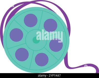 Icona colore bobina cinema. Striscia di pellicola retrò isolata su sfondo bianco Illustrazione Vettoriale