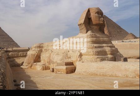 Kairo Ägypten, 20241124, Pyramiden, Giza, Gizeh, Grabanlagen, mit Sphinx *** Cairo Egitto, 20241124, piramidi, Giza, Giza, tombe, con la Sfinge Foto Stock