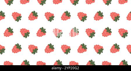 Fantasia senza cuciture decorata con divertenti illustrazioni di lamponi in stile vettoriale contemporaneo con colori piatti. Evocando un'atmosfera allegra e adatta ai bambini, questo design è perfetto per aggiungere un tocco di divertimento a qualsiasi progetto Illustrazione Vettoriale