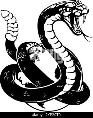 Concetto del globo della terra di Snake del mondo di Rattlesnake Illustrazione Vettoriale