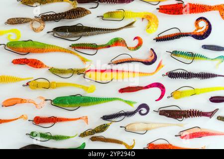 Collezione Fishing wobblers su sfondo luminoso Foto Stock