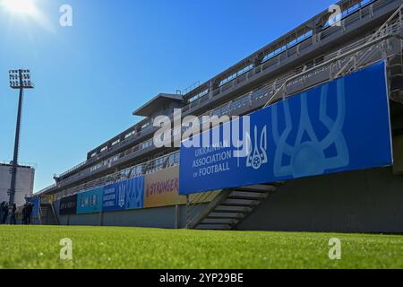 Antalya, Turchia. 28 novembre 2024. Immagine dello stadio durante la sessione di allenamento MD-1 del giorno della partita, 1 giorno prima di una partita tra le squadre nazionali di Ucraina e Belgio, chiamata le fiamme rosse nel secondo spareggio della competizione di qualificazione europea femminile UEFA 2023-24, giovedì 28 novembre 2024 ad Antalya, Turchia. Crediti: Sportpix/Alamy Live News Foto Stock