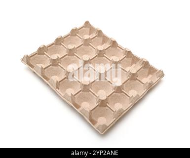 Contenitore quadrato vuoto, scatola di cartone per uova, 20 pezzi, vista laterale, isolata su bianco Foto Stock