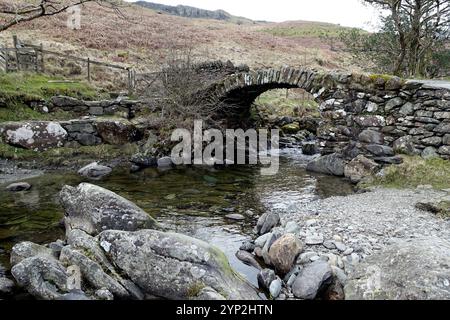 Il ponte Packhorse in pietra ad arco "alta Svezia" sopra Scandale Beck vicino ad Ambleside nel Parco Nazionale del Lake District, Cumbria, Inghilterra, Regno Unito. Foto Stock