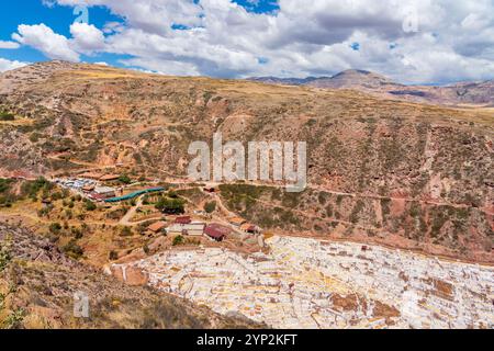 Terrazze di saline di Maras, Salinas de Maras, regione di Cuzco, Perù, Sud America Foto Stock