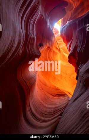 Dettagli astratti delle pareti del canyon con slot arancione, Antelope Canyon X, Page, Arizona, Stati Uniti d'America, Nord America Foto Stock