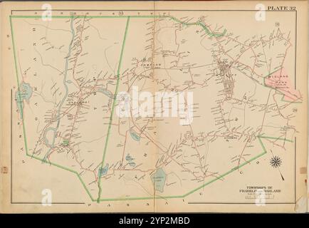 Bergen County, V. 2, Double Page Plate No. 32 [Townships of Franklin and Oakland] 1912 - 1913 Foto Stock