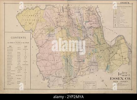Mappa indice di Essex Co., NJ (pag. Sinistra) 1906 di A.H. Mueller (editore) Foto Stock