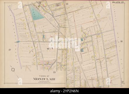 Essex County, V. 3, Double Page Plate No. 25 [Mappa della città di Montclair] 1906 di A.H. Mueller (editore) Foto Stock