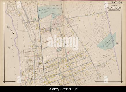 Essex County, V. 3, Double Page Plate No. 26 [Mappa della città di Montclair] 1906 di A.H. Mueller (editore) Foto Stock