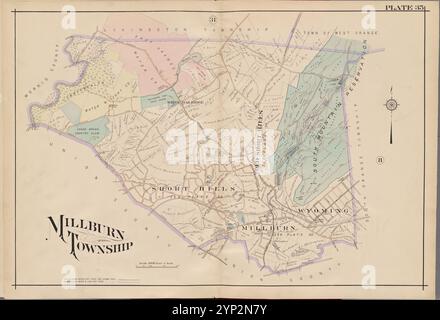 Essex County, V. 3, Double Page Plate No. 35 Mappa delimitata da 1906 di A.H. Mueller (editore) Foto Stock