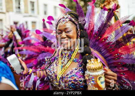 Notting Hill Carnival, Kensington, West London, Inghilterra, Regno Unito, Europa Foto Stock