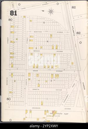 Brooklyn Vol. A Plate No. 81 [MAP bounded by7th St., 3rd St., Atlantic Ave., Snedeker Ave.] 1884 - 1936 Foto Stock