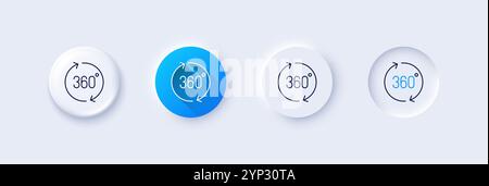 icona della linea a 360 gradi. Segnale di simulazione VR. Vista panoramica. Icone di linea. Vettore Illustrazione Vettoriale