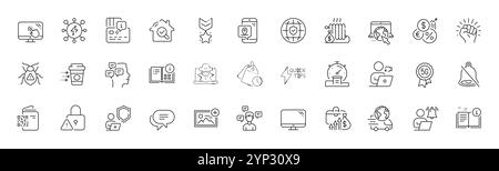 Guida rapida, videoconferenza e icone di linea Empower. Per applicazioni Web, stampa. Icone di linea. Vettore Illustrazione Vettoriale