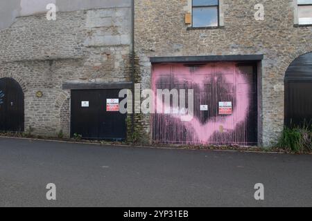 Heart Graffiti, Frome, Somerset, Inghilterra Foto Stock