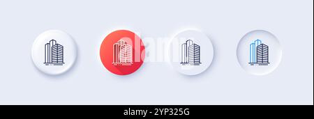 Icona della linea degli edifici del grattacielo. Insegna di architettura cittadina. Città. Icone di linea. Vettore Illustrazione Vettoriale