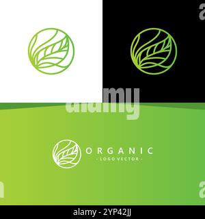 Design con logo LEAF Simple. Logo Organic icona vettore Illustrazione Vettoriale