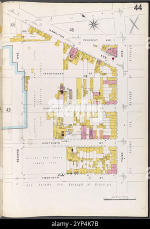 Brooklyn Plate No. 44 [Mappa delimitata da 2nd Ave., Hamilton Ave., 3rd Ave., 20th St.] 1884 - 1936 Foto Stock