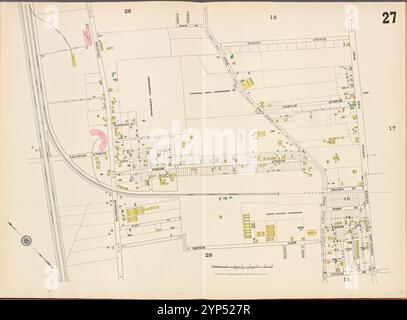 Hudson County, V. 8, Double Page Plate No. 27 [Mappa delimitata da Bergen Line Rd., Church Lane] Foto Stock