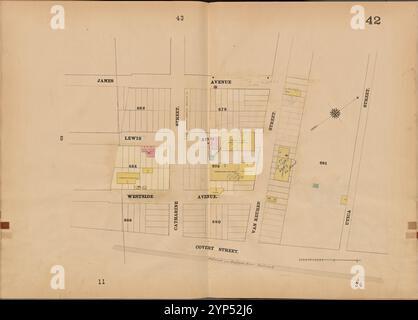 Jersey City, V. 4, Double Page Plate No. 42 [Mappa delimitata da James Ave., Utica St., Covert St.] 1873 Foto Stock