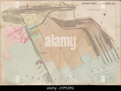 Jersey City, V. 1, Double Page Plate No. 26 [Mappa delimitata dalla baia di New York] 1919 - 1923 Foto Stock