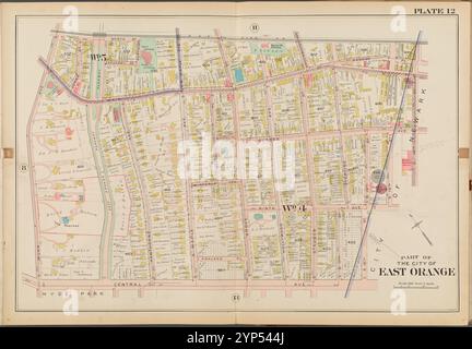 Parte della città di East Orange. Pagina doppia N. 12 [Mappa delimitata da North St., S. 14th St., Central Ave., Munn Ave.] 1904 Foto Stock