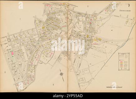 Summit, Double Page Plate No. 7 [Mappa delimitata da Park Ave., Broad St., Oak Ridge Ave., Mangnolia PL., Larned Rd., Oakland PL., Elm St., Summit Ave.] 1922 di Sanborn Map Company Foto Stock