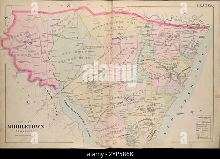 Monmouth County, Double Page Plate No. 30 [Mappa di Middle Township] di Breou, Forsey Foto Stock