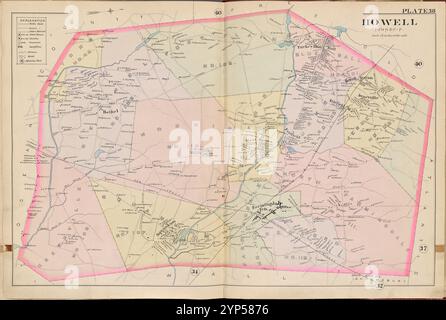 Monmouth County, Double Page Plate No. 38 [Mappa di Howell Township] di Breou, Forsey Foto Stock