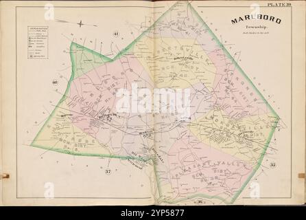 Monmouth County, Double Page Plate No. 39 [Mappa del comune di Marlboro] di Breou, Forsey Foto Stock